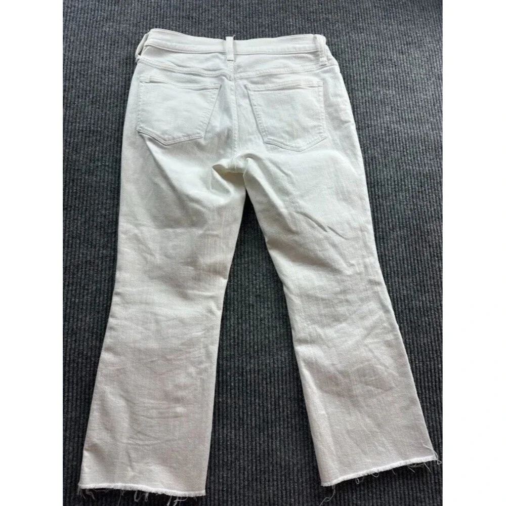 J.Crew Women's Size 4 White Mid Rise Flare Crop Jeans White Raw Hem Denim